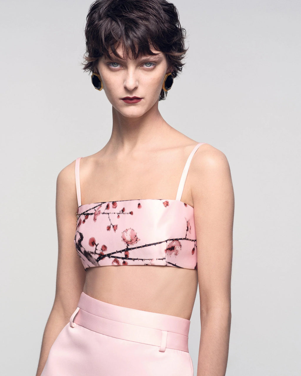 Pink cherry blossom crop top