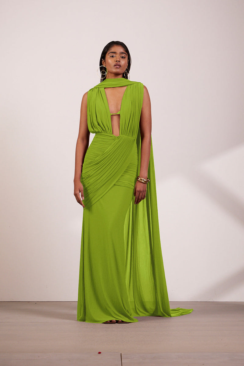 Lime green Aurelia long dress