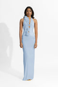 Baby Blue Adela v-neck with flowers long dress