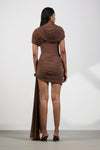 Brown draped mini dress