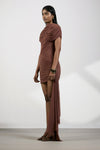 Brown draped mini dress