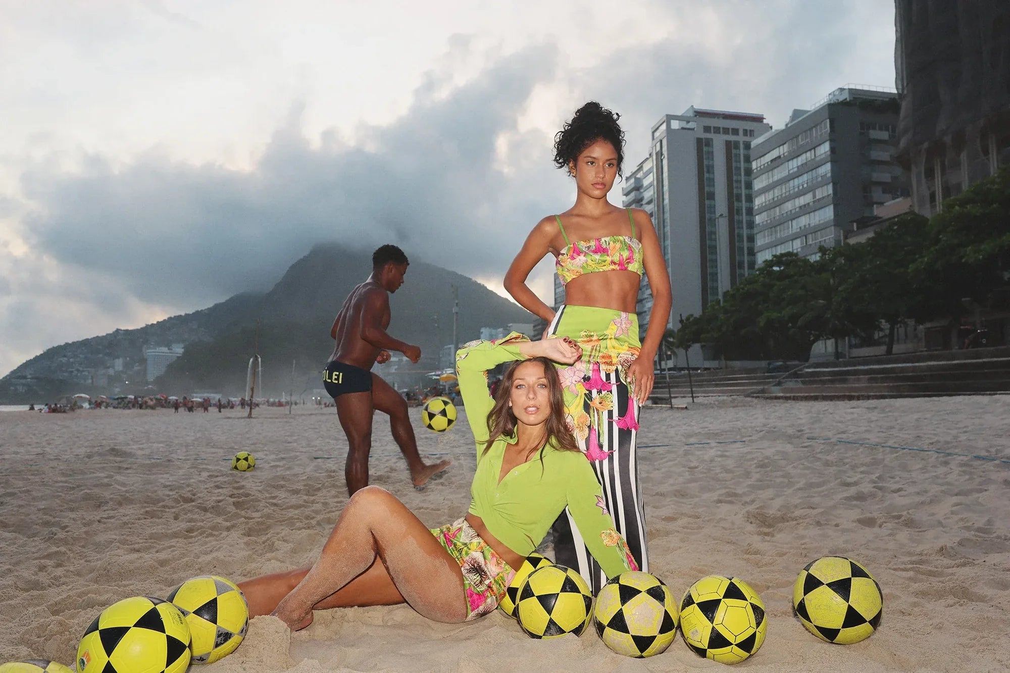 Green floral beaded crop top