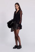 Black lace blouse with bow