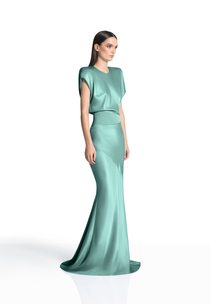 Mint silk satin  Bond  gown