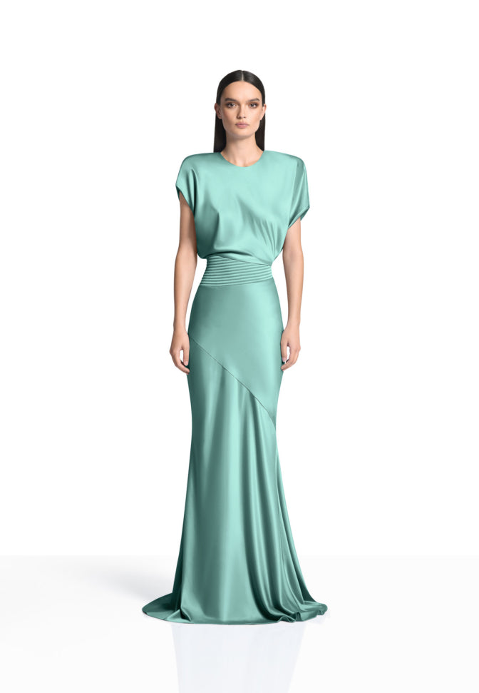 Mint silk satin  Bond  gown