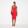 Red classic pencil midi dress