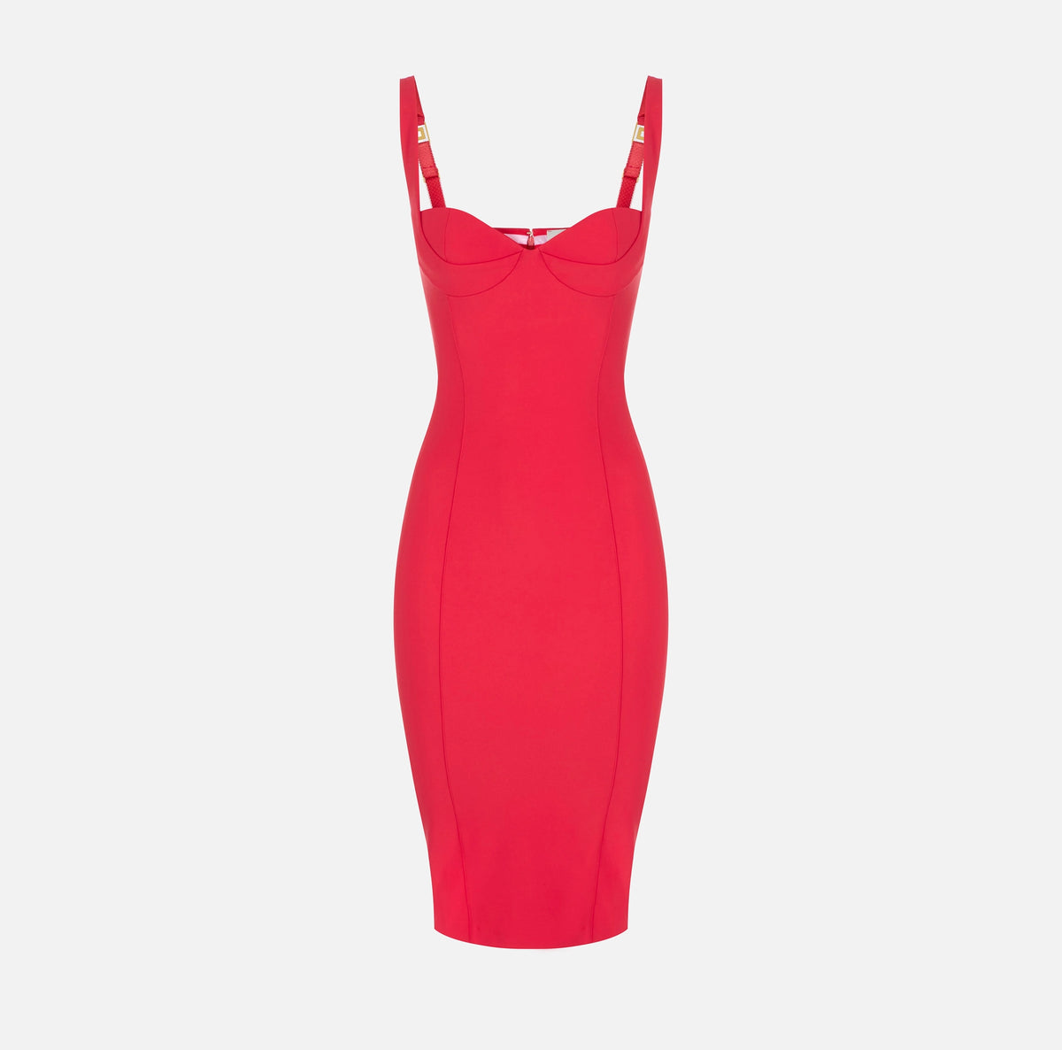 Red classic pencil midi dress