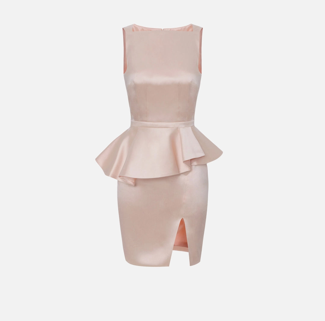 Powder pink mini dress with peplum – BU Club