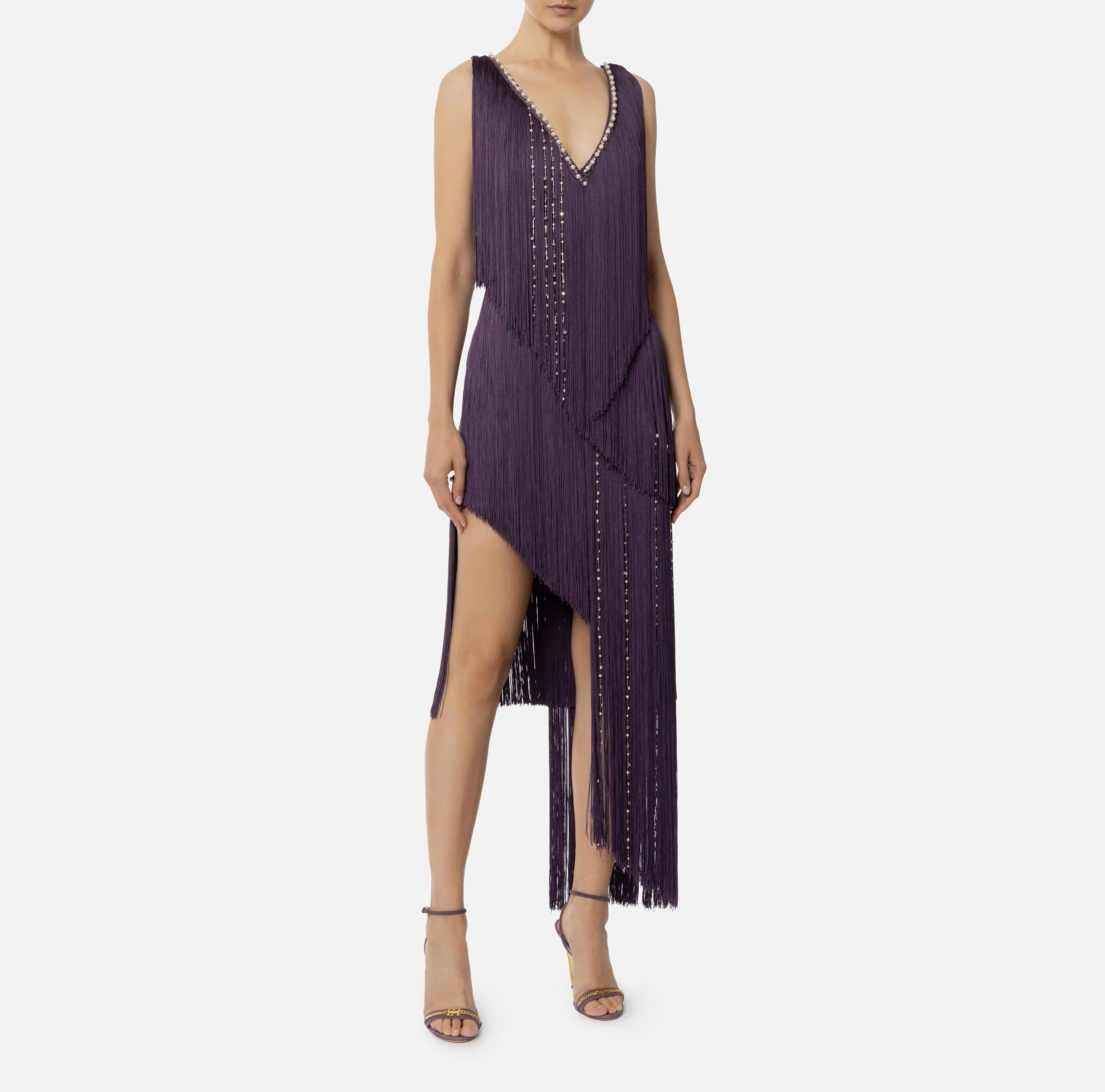 Violet Dress with Fringes