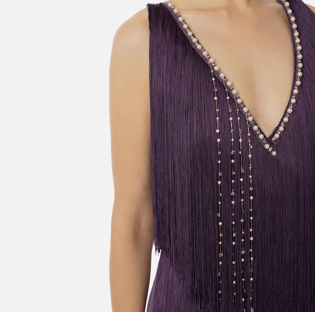 Violet dress with fringes