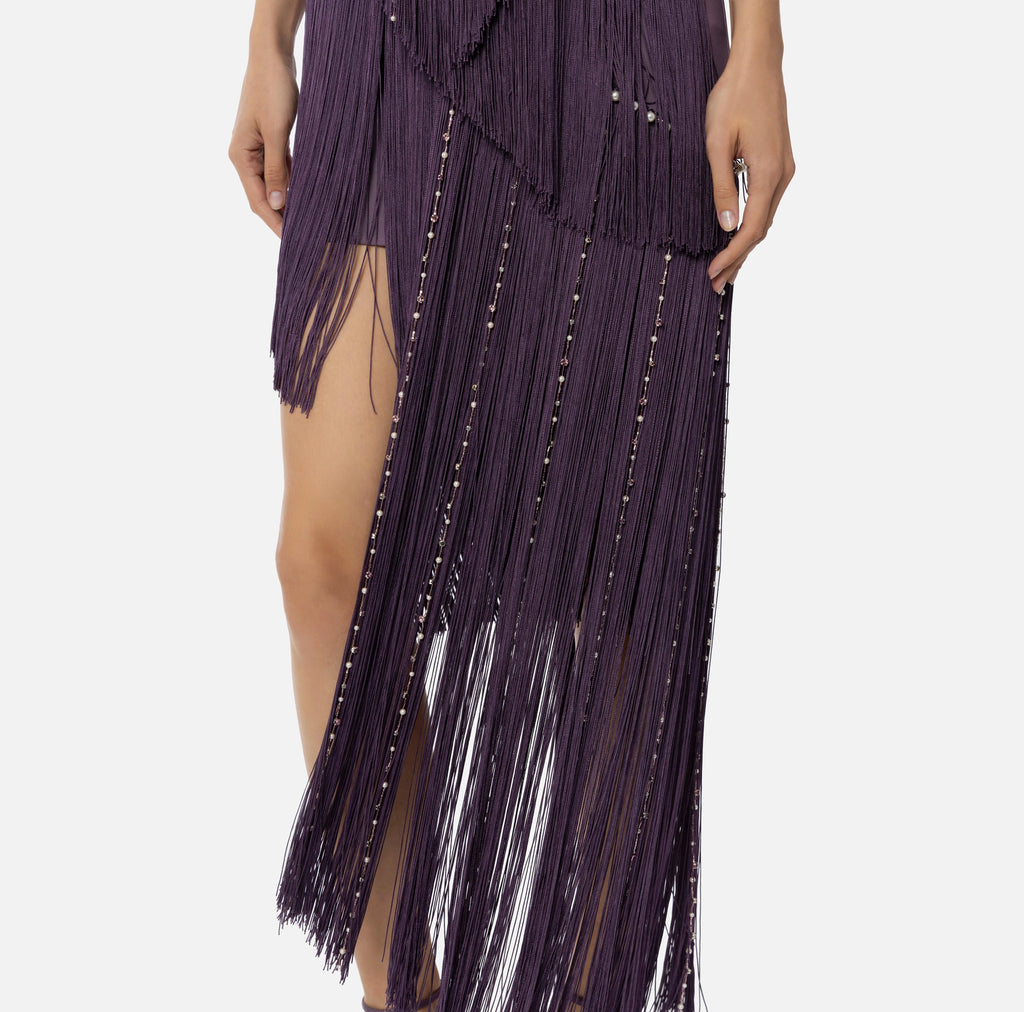 Violet Dress with Fringes