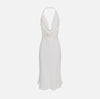 White jacquard cowl neck backless midi dress