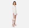 White stretch mini dress with zippers