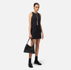 Black boxy mini dress with necklace