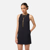 Black boxy mini dress with necklace