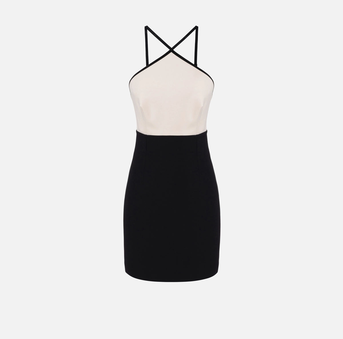 White black  halter neck mini dress