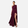 Burgundy one shoulder lurex jersey Red Carpet dress