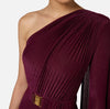 Burgundy one shoulder lurex jersey Red Carpet dress