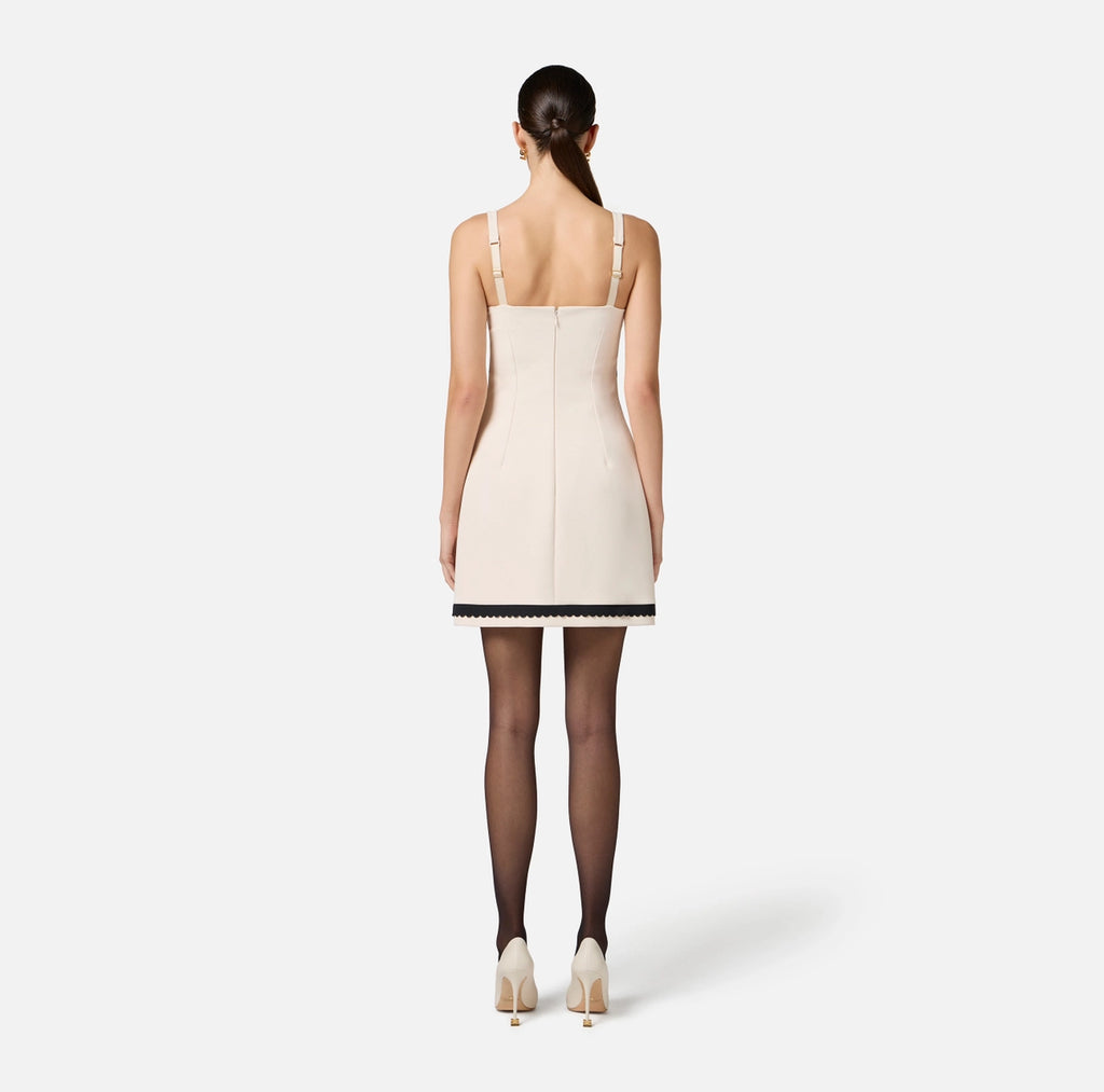 Ivory black scalloped mini dress