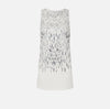 White mini dress with frontal silver sequins and pearls embroidery