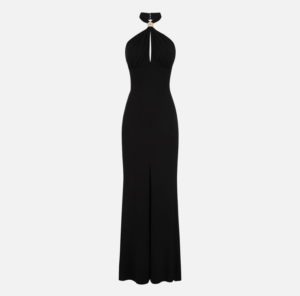 Black jersey halter neck Red Carpet dress – BU Club