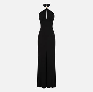 Black jersey halter neck Red Carpet dress