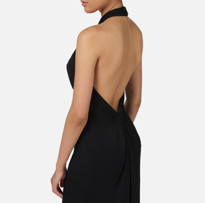 Black jersey halter neck Red Carpet dress