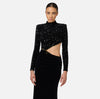 Black Red Carpet velvet and sequin dress with cut out on the side