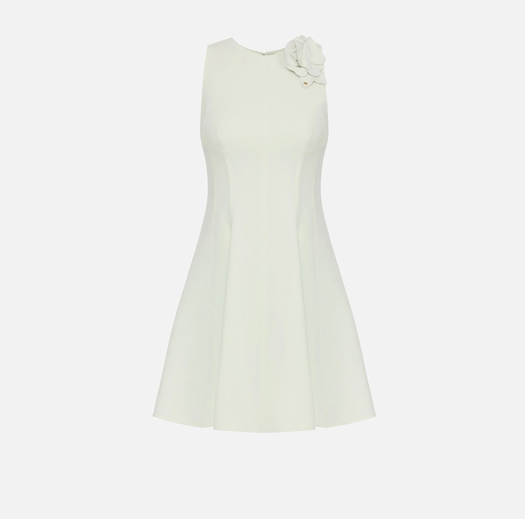 Mint A-line dress with flower broach