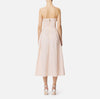 Dusty rose midi strapless full skirt dress with rose apliques