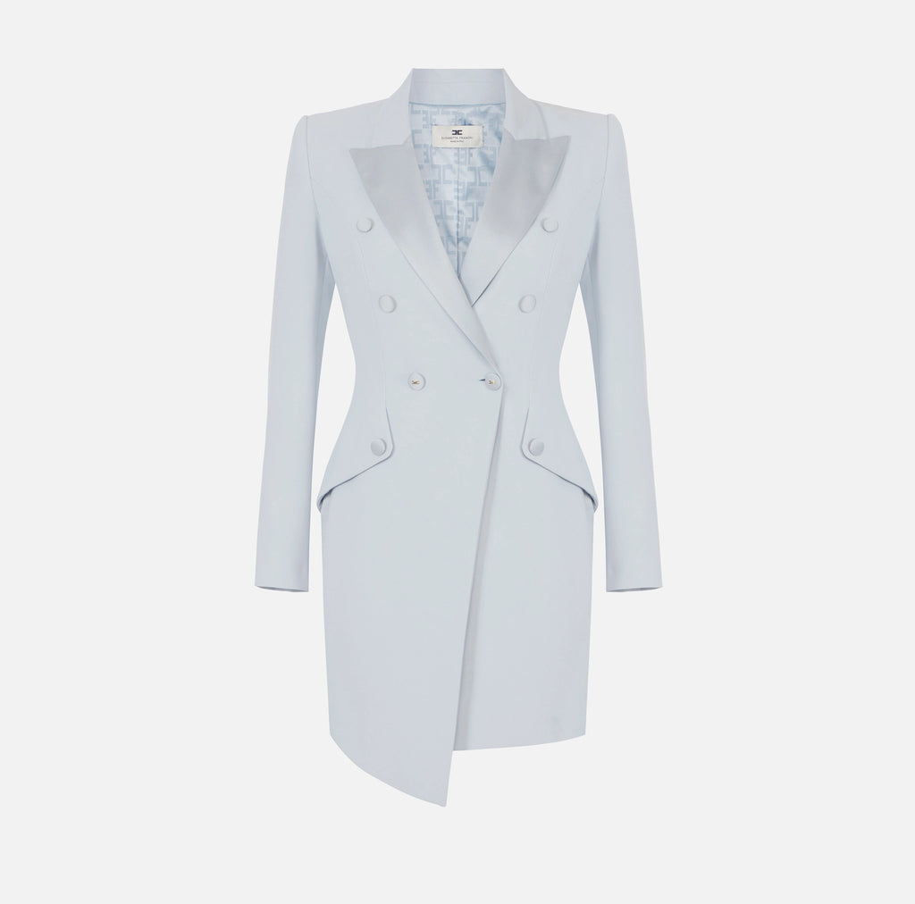 Baby blue jacket dress with satin lapels