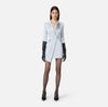 Baby blue jacket dress with satin lapels