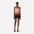 Nude strapless tulle graduate  mini dress