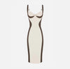 Ivory dress in lightweight crêpe fabric with python-effect details
