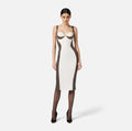 Ivory dress in lightweight crêpe fabric with python-effect details