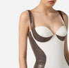 Ivory dress in lightweight crêpe fabric with python-effect details