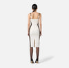 Ivory dress in lightweight crêpe fabric with python-effect details