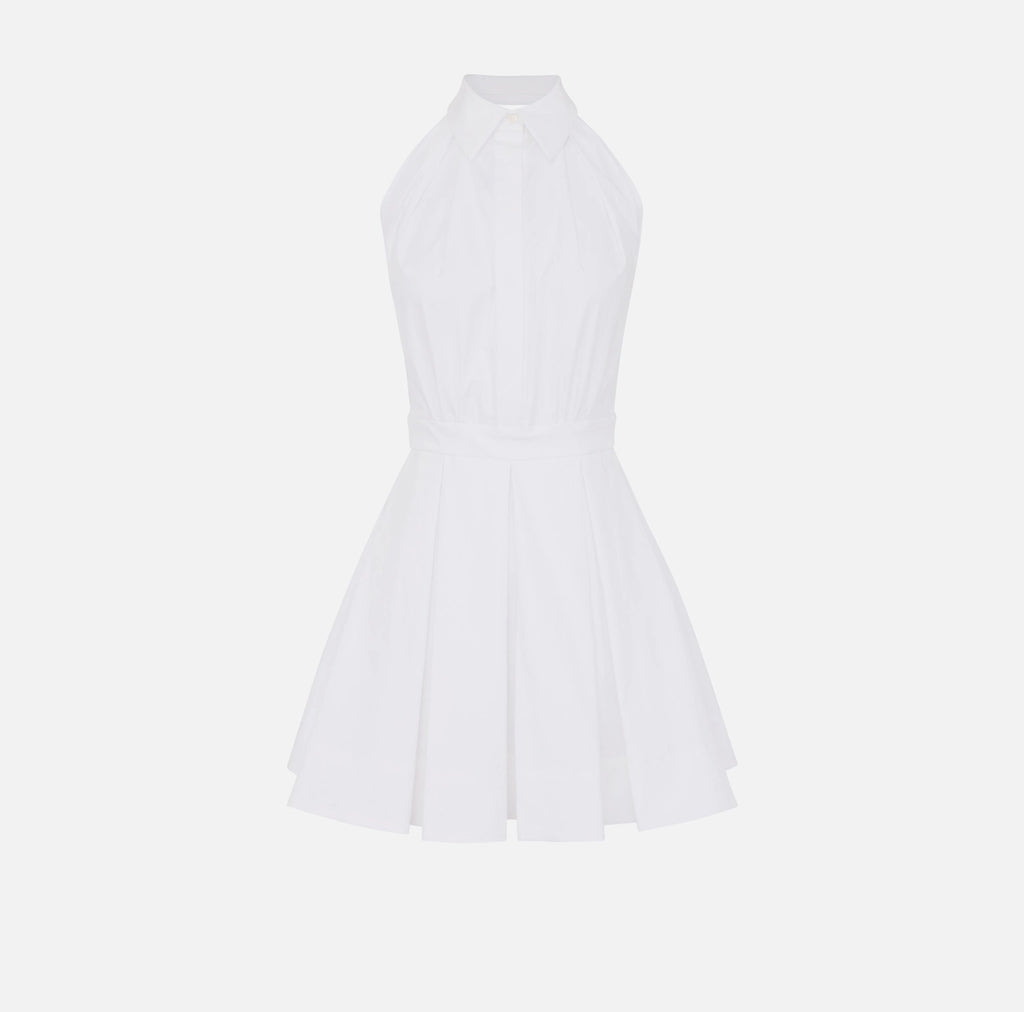 White cotton backless mini dress