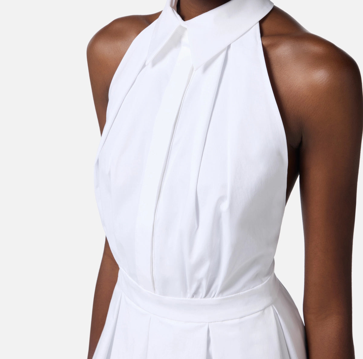 White cotton backless mini dress