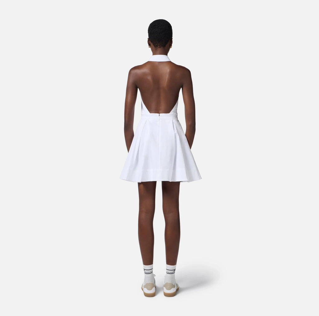 White cotton backless mini dress