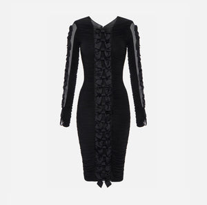 Black stretch Runway dress with bows