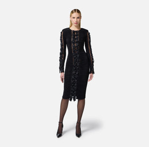 Black stretch Runway dress with bows