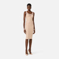 Nude lightweight jersey and tulle dress with elastic straps
