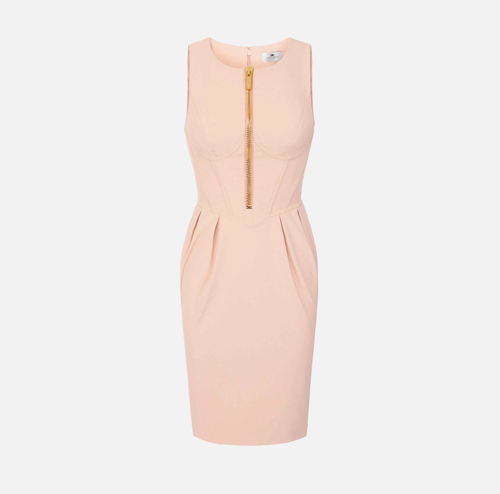 Nude technical fabric dress with zip and pockets