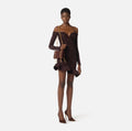 Chocolate Jersey Mini Dress with Flounce