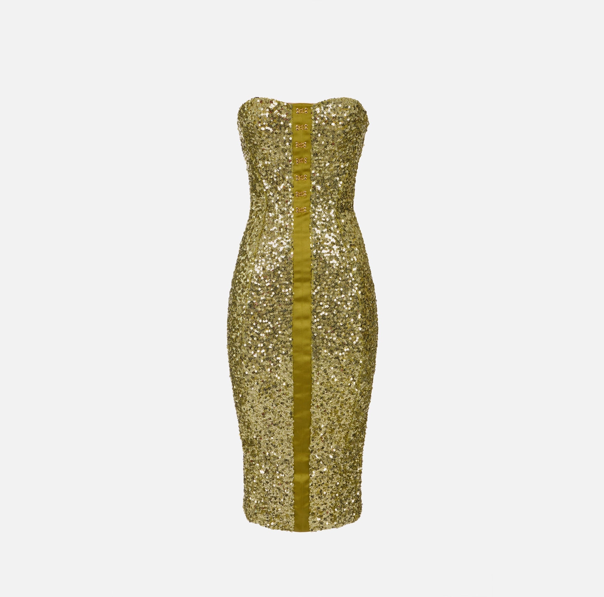 Lime sequin bustier midi dress