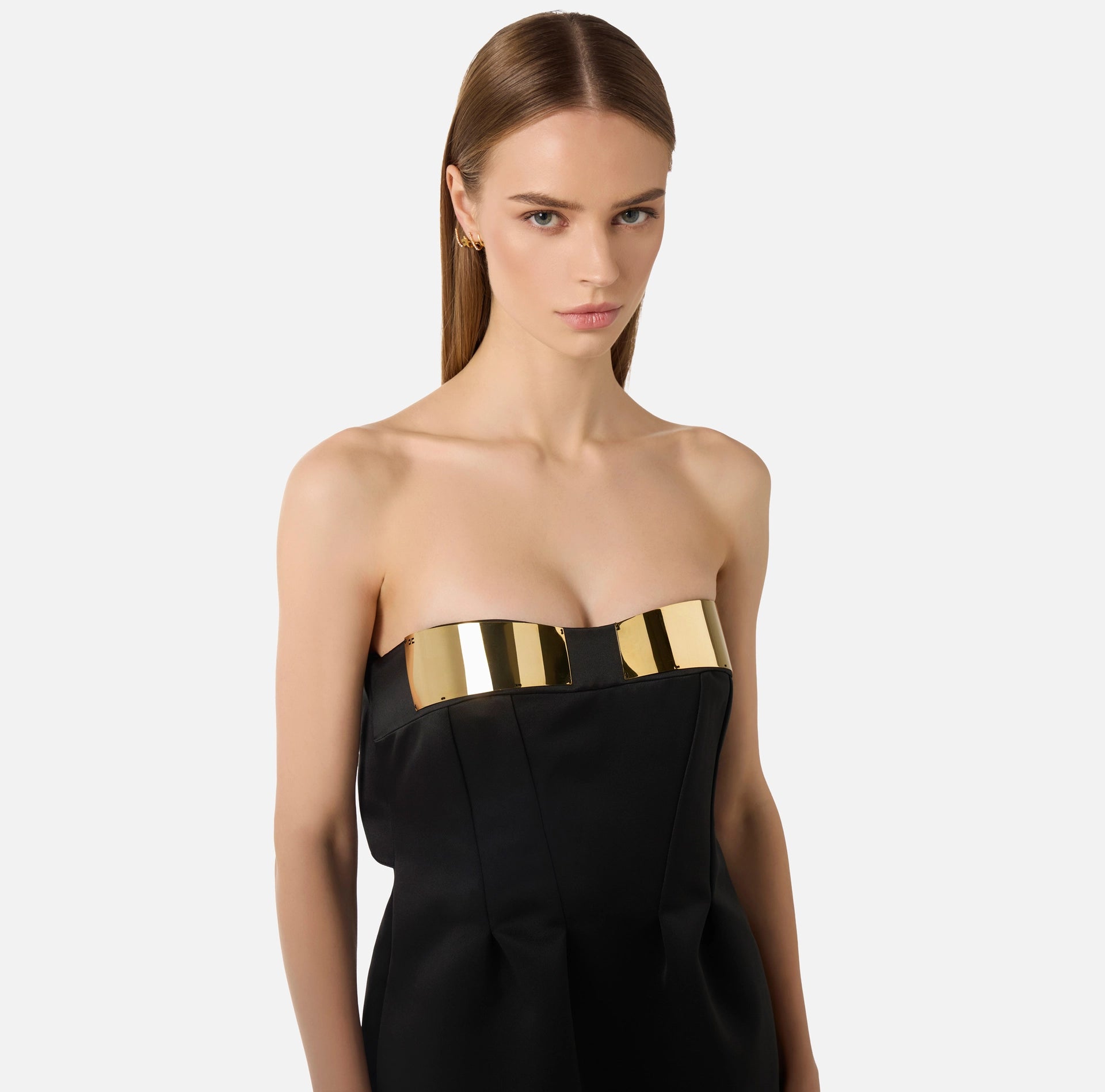 white christmas dresses Black duchess satin mini dress with a bow in the back – BU Club