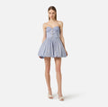 Blue oxford nylon taffeta mini bubble dress