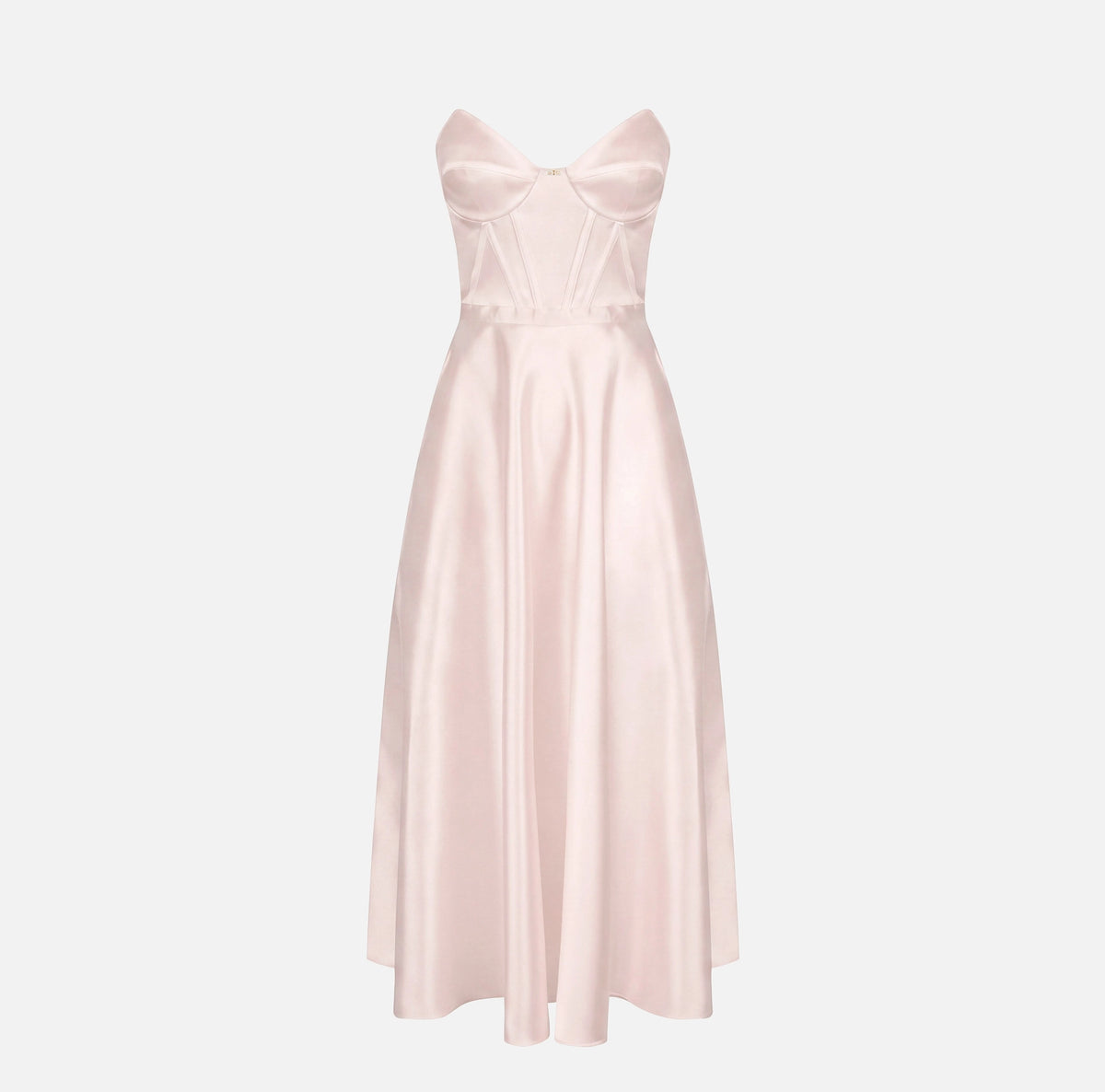 Powder pink gazar  A-line midi strapless dress