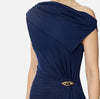 Navy off shoulder evening gown